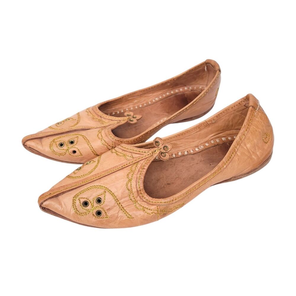 Handmade Leather Bhinmai Mojari Juttis Womens 11 Mens 9 Ethnic Embroidered
